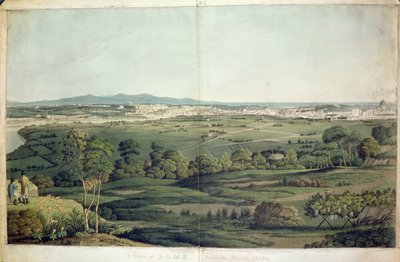 Veduta di Roma da Monte Mario, inciso da Dubourg, 1811 (incisione colorata a mano) da J.T. Middleton